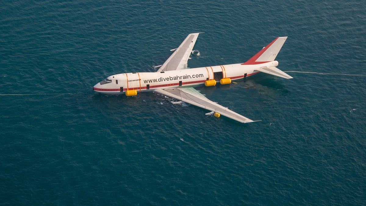 Dive Bahrain towed the decommissioned 747 out into the Persian Gulf in June. The aircraft was subsequently sunk and affixed to the seabed.