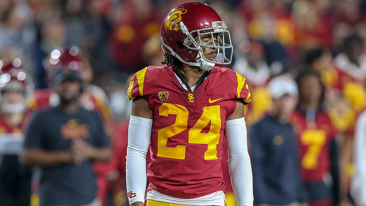 Isaiah Langley playing for the USC Trojans in November 2018. (Jordon Kelly/Icon Sportswire via Getty Images, File)