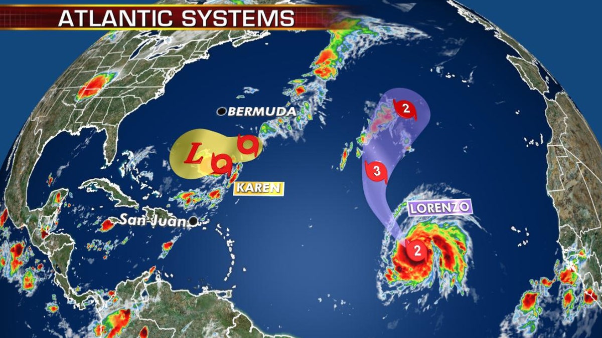 Current tropical activity in the Atlantic basin.