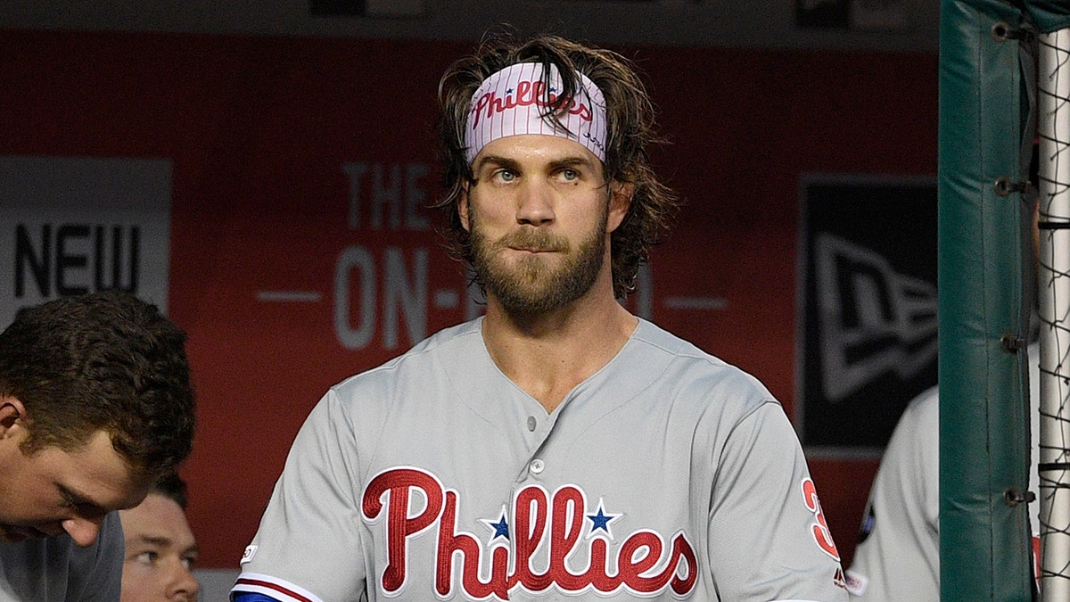 Bryce Harper in dugout