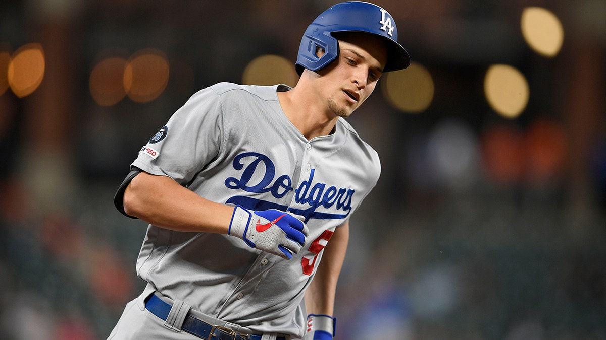 Los Angeles Dodgers' Corey Seager rounds the bases on his three-run home run during the first inning of the team's baseball game against the Baltimore Orioles, Tuesday, Sept. 10, 2019, in Baltimore. (AP Photo/Nick Wass)