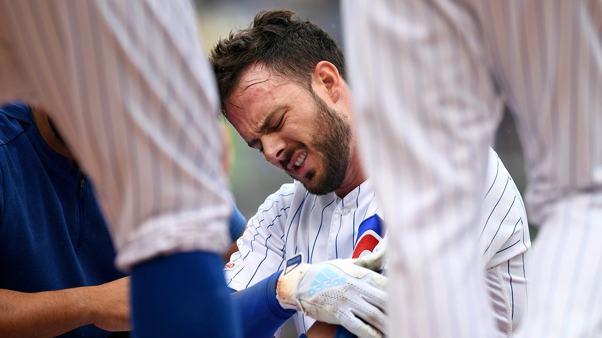 Cubs Zone on X: The baby blue glove Kris Bryant has worn so far this  Spring is the Gender Reveal glove for the baby boy him and Jess are having.   /