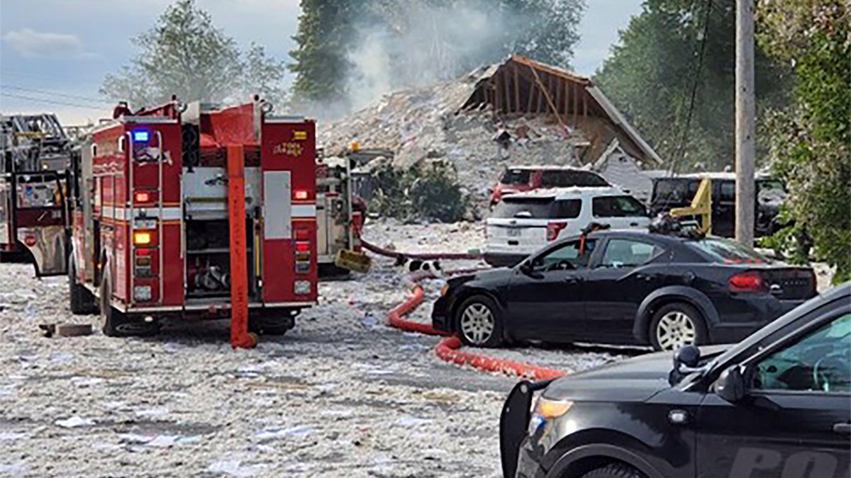 The explosion leveled new construction in Farmington, Maine. (Jacob Gage via AP)