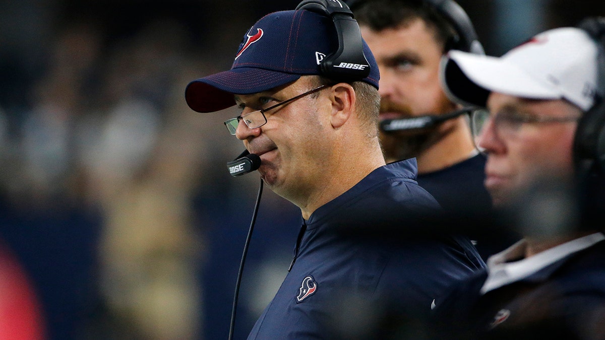 Houston Texans head coach Bill O'Brien watches play against the Dallas Cowboys in the first half of a preseason NFL football game in Arlington, Texas, Saturday, Aug. 24, 2019. (AP Photo/Michael Ainsworth)
