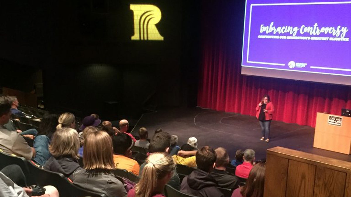 A photo taken of the pro-life event at a Rochester, Minn. community college before being evacuated due to a bomb scare.