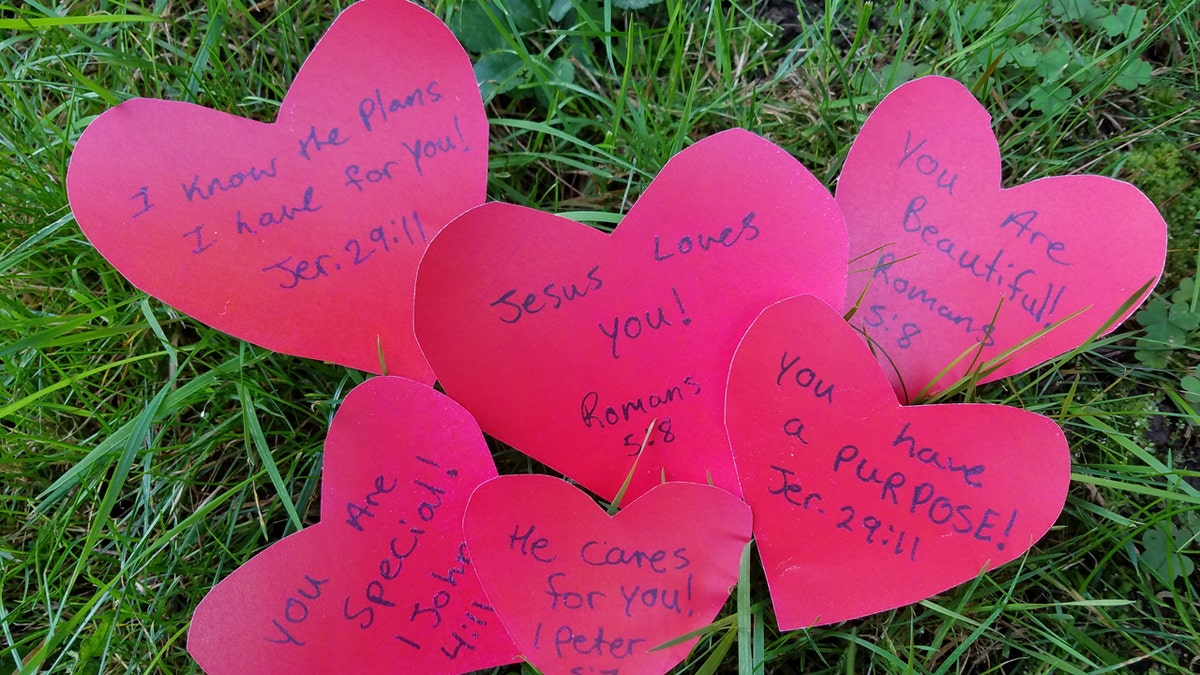 Valentine's cards student Polly Anna Olsen was stopped from handing out on campus by a security officer.