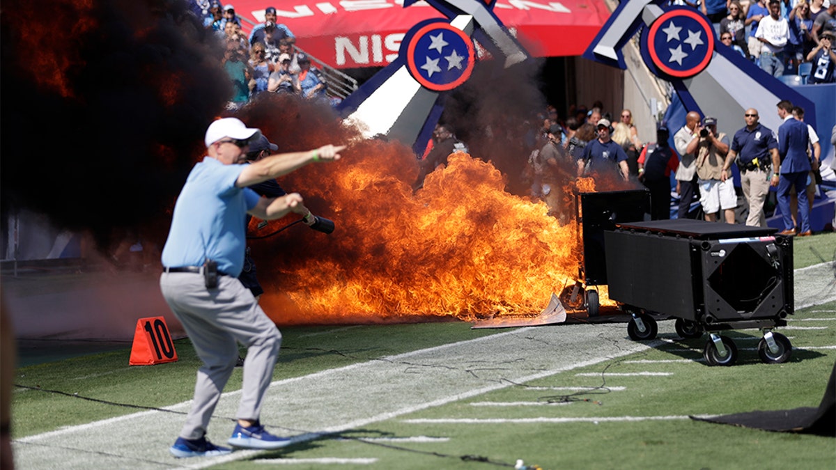 Fire erupts on field before game between Colts and Titans in Tennessee