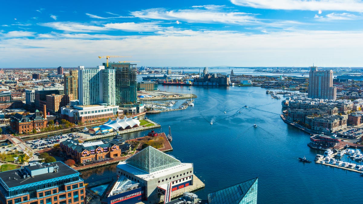 Baltimore Aerial with Patapsco River / Waterfront