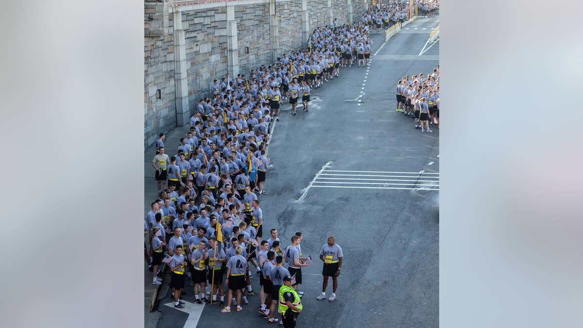 West Point cadets wait to run the Tunnel to Towers race in 2014. (Courtesy of Tunnel to Towers Foundation/Clare Photography)
