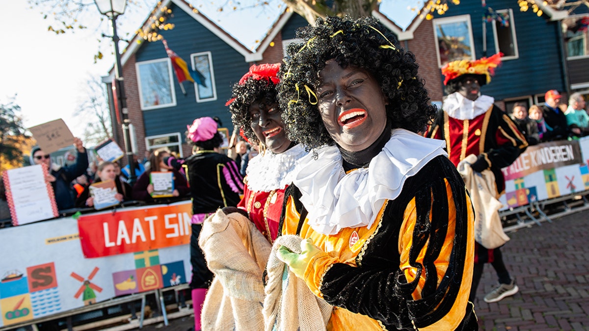 Anti-racism demonstrators in the Netherlands protest against the Sinterklaas helpers, called Black Petes.