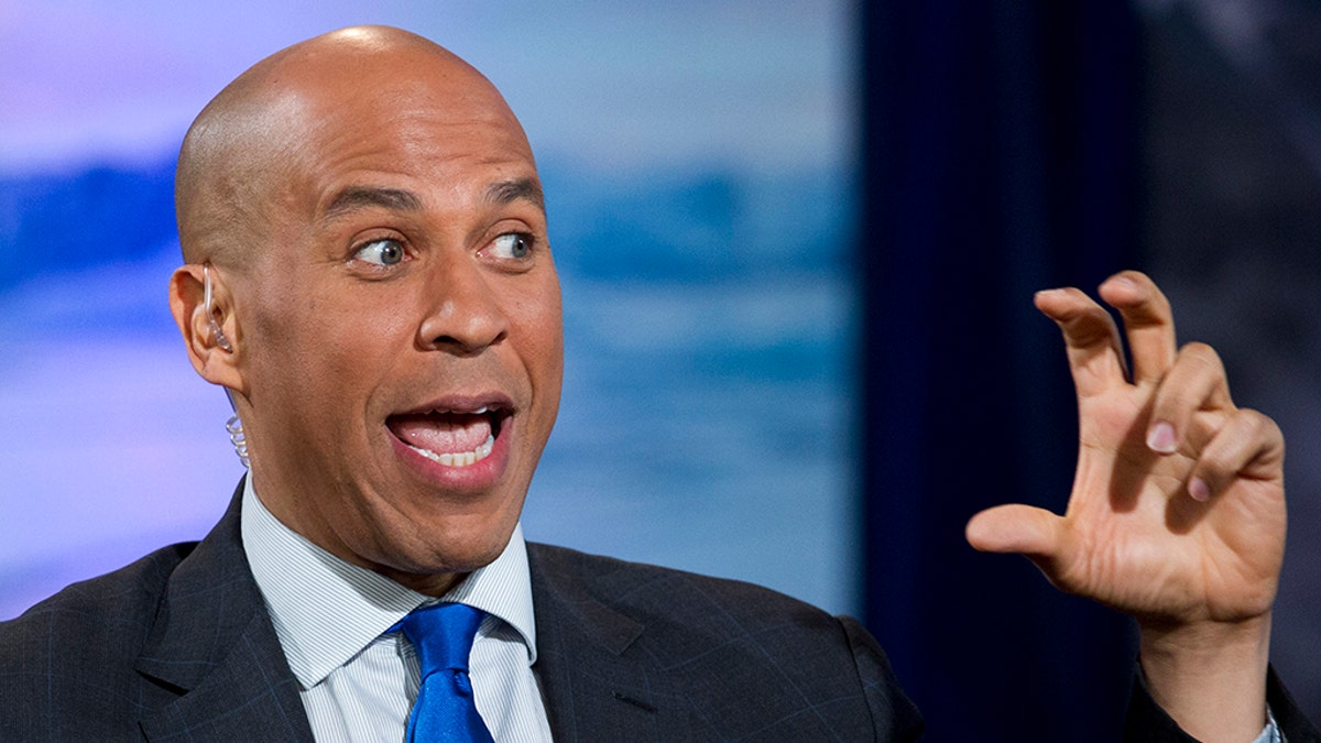 Democratic presidential candidate Sen. Cory Booker, D-N.J., speaks during the Climate Forum at Georgetown University, Friday, Sept. 20, 2019, in Washington. (Associated Press)