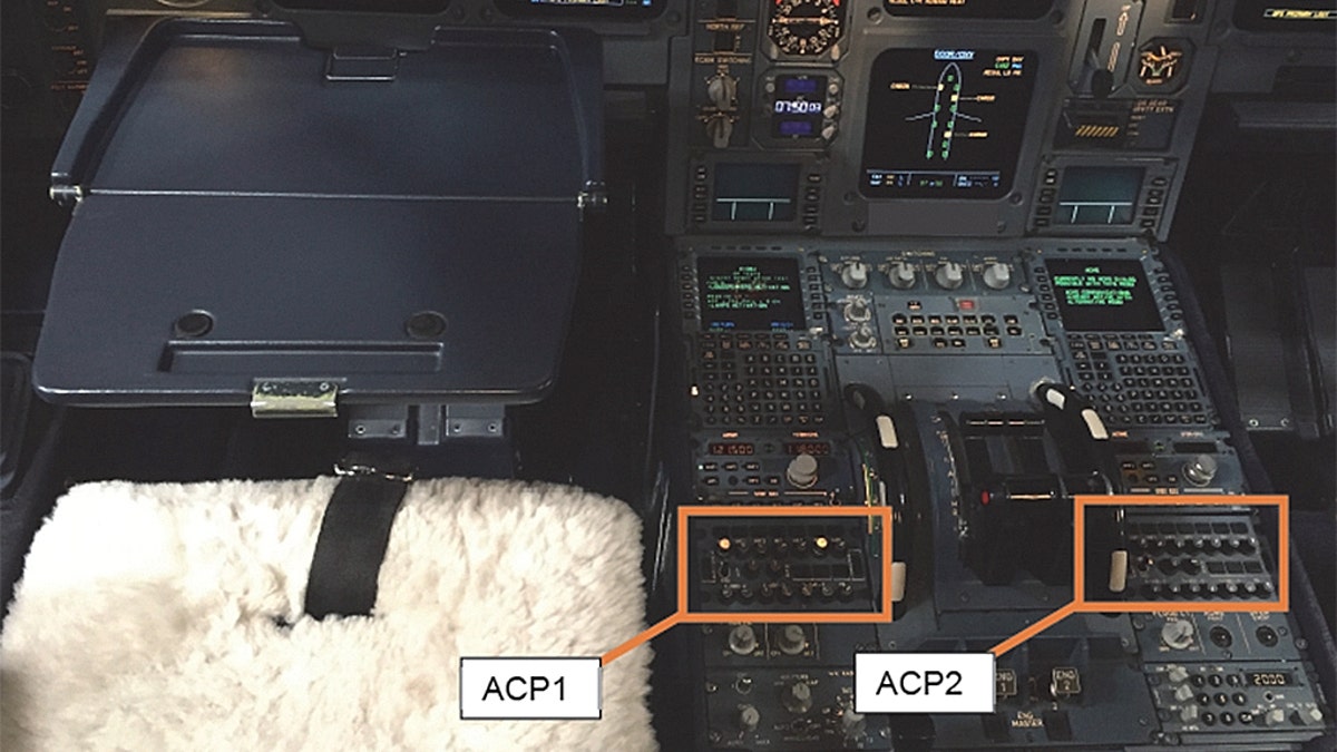 An image of the ACP1 and ACP2 boxes in the cockpit.
