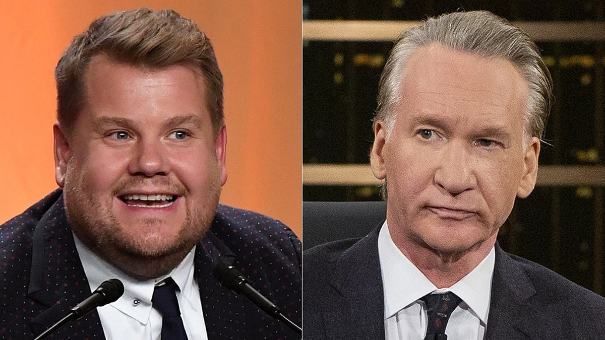 "The Late Late Show" host James Corden (L) has slammed "Real Time" host Bill Maher over recent remarks cheering on "fat-shaming."<br>