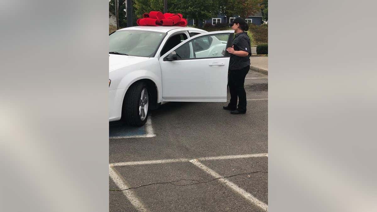 Oregon KFC employee Crystal Lachance said she was shocked when her boss announced she had secretly nominated Lachance for the “Kentucky Fried Wishes” award, with a grand prize of a brand new car — and she won.<br>