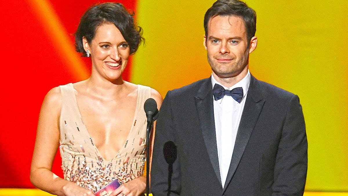 LOS ANGELES, CALIFORNIA - SEPTEMBER 22: (L-R) Phoebe Waller-Bridge and Bill Hader speak onstage during the 71st Emmy Awards at Microsoft Theater on September 22, 2019 in Los Angeles, California. (Photo by Kevin Winter/Getty Images)