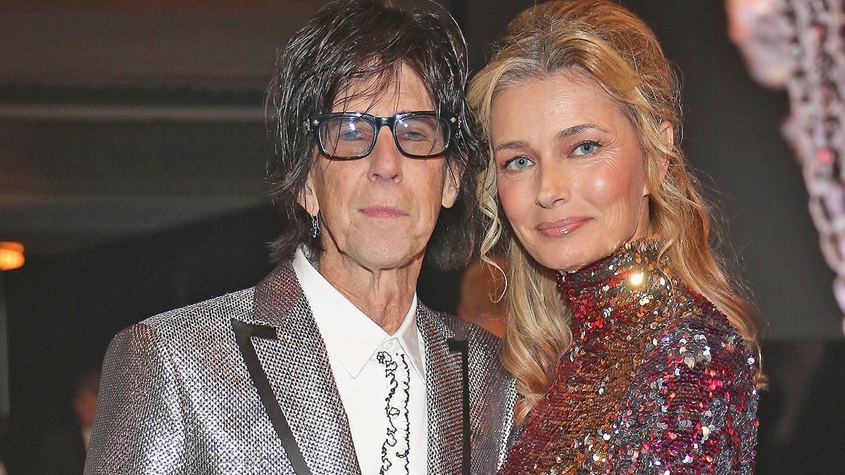 CLEVELAND, OH - APRIL 14: Inductee Ric Ocasek of The Cars and Paulina Porizkova attend 33rd Annual Rock &amp; Roll Hall of Fame Induction Ceremony at Public Auditorium on April 14, 2018 in Cleveland, Ohio. (Photo by Kevin Kane/Getty Images For The Rock and Roll Hall of Fame)