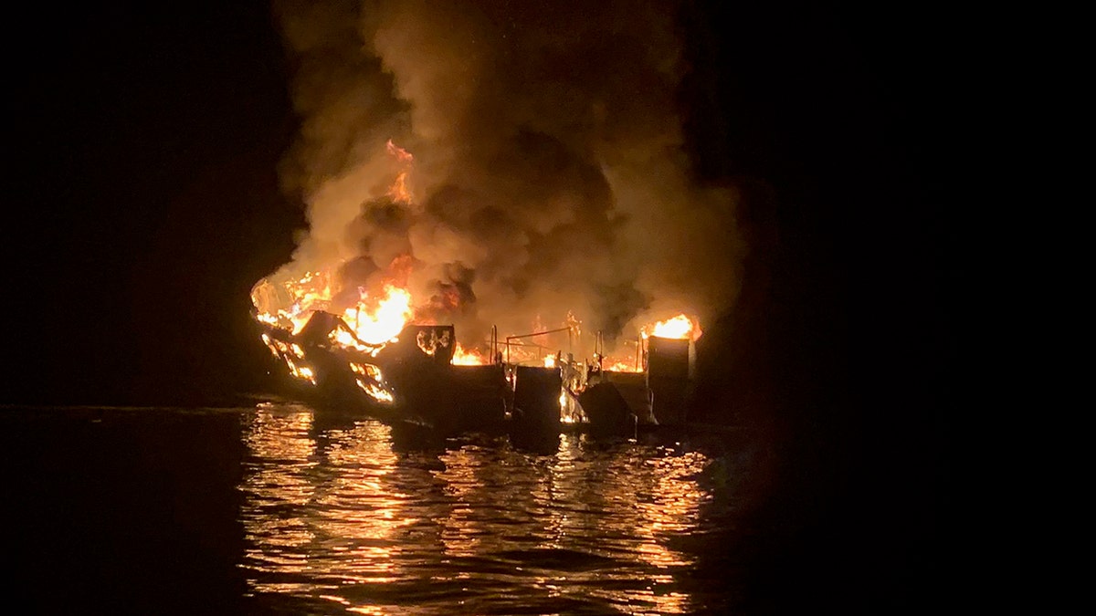 Multiple agencies responded after a commercial diving boat caught fire off Santa Cruz Island in California early Monday