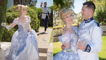 Woman born with congenital amputation dresses as Cinderella with glass arm