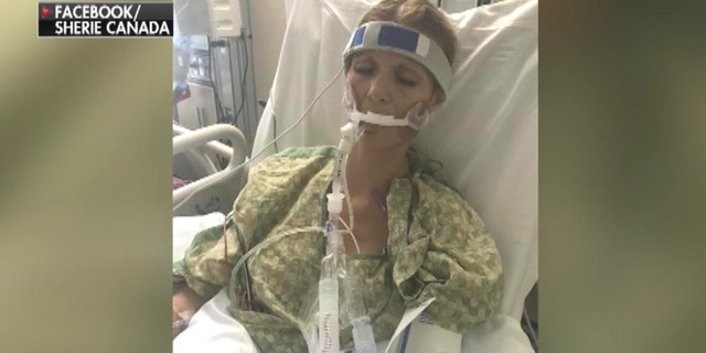Sherie Canada in the hospital for vaping-linked lung illness.