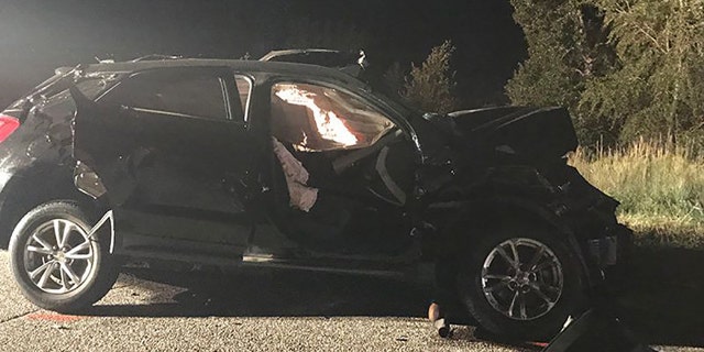 In the photo, one of the vehicles involved in the crash of three cars on Wednesday. Country singer Kylie Rae Harris, who would be responsible for the accident, died in the accident. She also killed a 16-year-old girl, Maria Elena Cruz, whose father was one of the first responders at the scene of the accident.