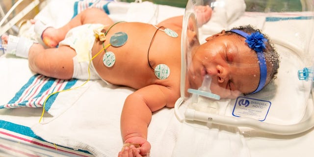 The baby was born on 9/11 at 9:11 p.m. and weighed 9 pounds, 11 ounces.