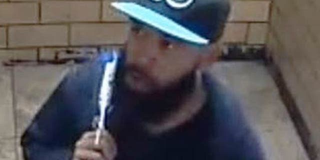 Surveillance footage of the alleged suspect who forced his way inside an elderly woman’s apartment on Saturday and stole $5,000.