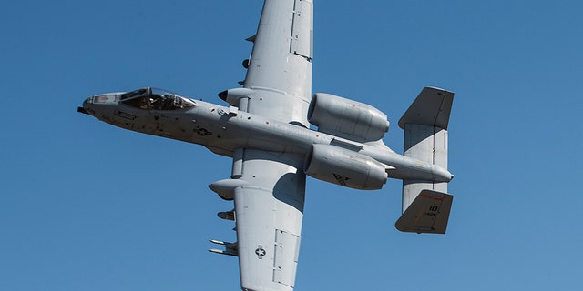 A mighty A-10 Thunderbolt II from Idaho's 190th Fighter Squadron soars high in the blue sky above the Orchard Combat Training Center on Aug. 19 where the Idaho National Guard regularly conducts their training. (U.S. Air National Guard photo by Master Sgt. Becky Vanshur)