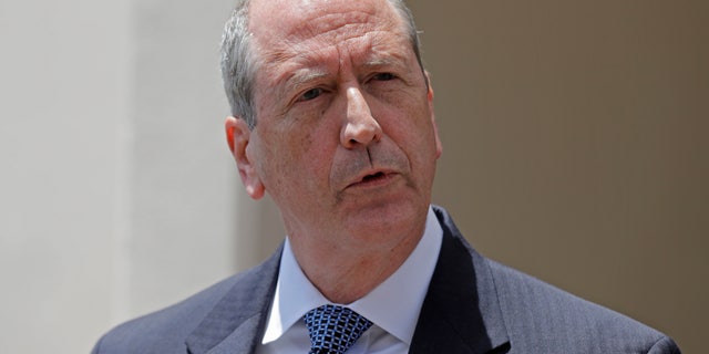 9th Congressional District Republican candidate State Sen. Dan Bishop answers a question during a news conference on May 15, 2019, outside McCready's campaign headquarters in Charlotte, N.C. (AP Photo/Chuck Burton, File)