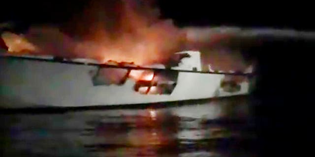 This image made from video showed the Conception before it sank off Santa Cruz Island early Monday. (Capt. Paul Amaral/TowBoatUS Ventura via AP)