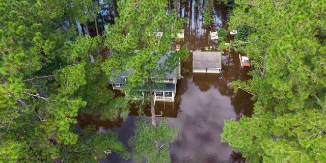 A home on Long Avenue Extension at Grier Swamp was surrounded by water Friday, Sept. 6, 2019. Residents of Horry County breathed a collective sigh of relief today after Hurricane Dorian passed with only minor damages.