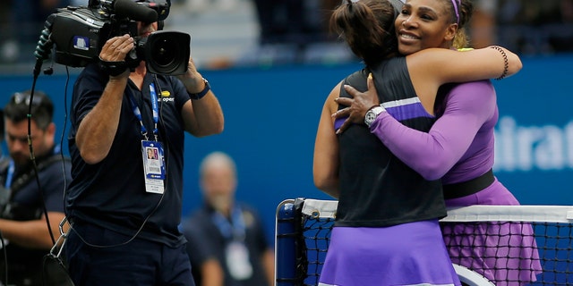 Serena Williams congratulated Bianca Andreescu after losing to Andreescu in the women's singles final of the U.S. Open tennis championships.