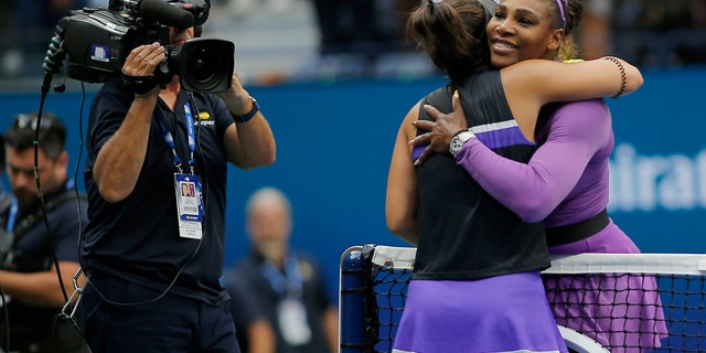 Serena Williams congratulated Bianca Andreescu after her loss to Andreescu in the women's singles final of the American Open Tennis Championship.