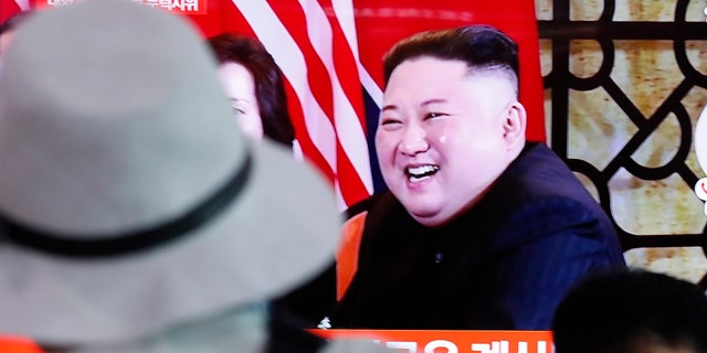 People watch a TV showing a file image of North Korean leader Kim Jong Un during a news program at the Seoul Railway Station in Seoul, South Korea, Tuesday, Sept. 10, 2019. (Associated Press)