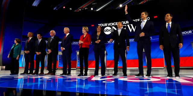 The Democrats' presidential primary debate on the campus of Texas Southern University in Houston on Sept. 12. (AP Photo/Eric Gay, File)