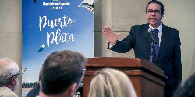 Dominican Republic Minister of Tourism Francisco Javier García discusses the official state of his country's tourism, during a press conference, Thursday Sept. 12, 2019, in New York.