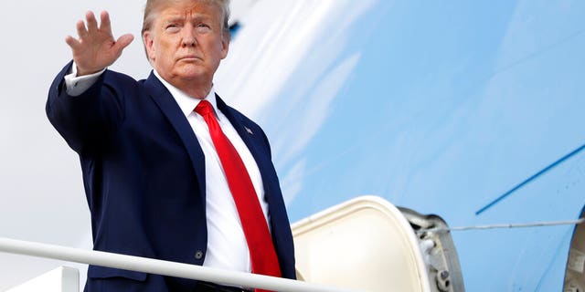 President Trump boarding Air Force One at Andrews Air Force Base for his trip to Albuquerque on Monday. (AP Photo/Evan Vucci)