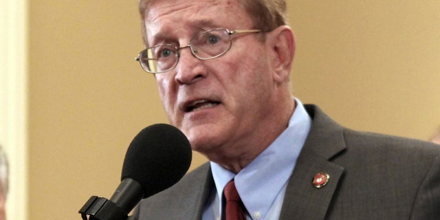 March 15, 2012: Then-Assemblyman Paul Cook, R-Yucca Valley, speaks at a Capitol news conference in Sacramento, Calif. Cook, now the incumbent 8th District Congressman, announced, Tuesday Sept. 17, 2019 that he will not run for re-election to Congress next year, opting to run for a seat on the San Bernardino County Board of Supervisors in 2020.(AP Photo/Rich Pedroncelli, File)