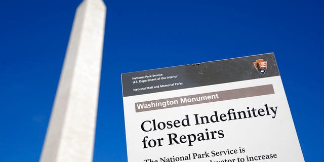 The newly renovated elevator inside the Washington Monument briefly broke down on Saturday, park officials said.