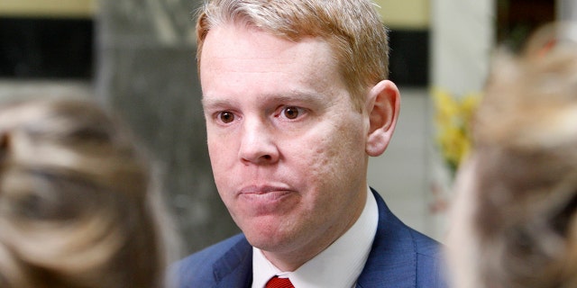 Education Minister Chris Hipkins speaks to reporters on Wednesday, Sept. 25, 2019, in Wellington, New Zealand. (AP Photo/Nick Perry)
