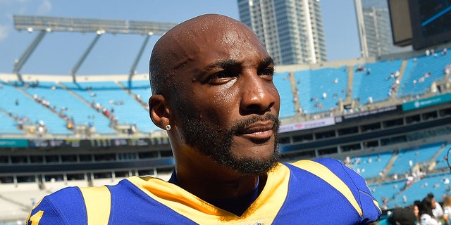 Los Angeles Rams' Aqib Talib watches the game against the Panthers at Bank of America Stadium on September 8, 2019 in Charlotte, North Carolina.