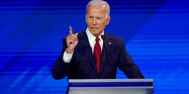 Former Vice President Joe Biden responds to a question Thursday, Sept. 12, 2019, during a Democratic presidential primary debate hosted by ABC at Texas Southern University in Houston. (AP Photo/David J. Phillip)
