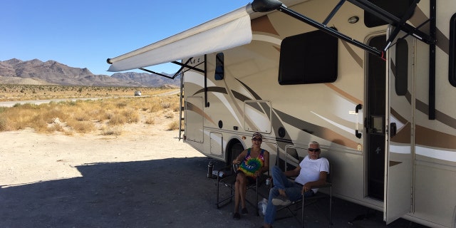 Bob and Helen Pio set up their camper near the "Black Mailbox" and had enough supplies to last a few days.