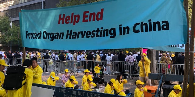 Falung Gong advocates demonstrate across from the U.N. (Adam Shaw/Fox News)