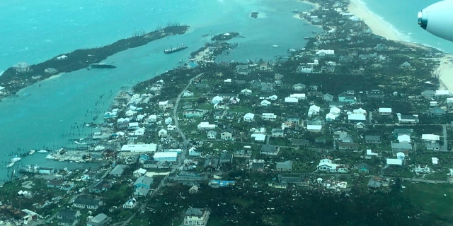 This aerial photo provided by Medic Corps shows the destruction brought by Hurricane Dorian on Man-o-War Cay, Bahamas, Tuesday, Sept. 3, 2019.