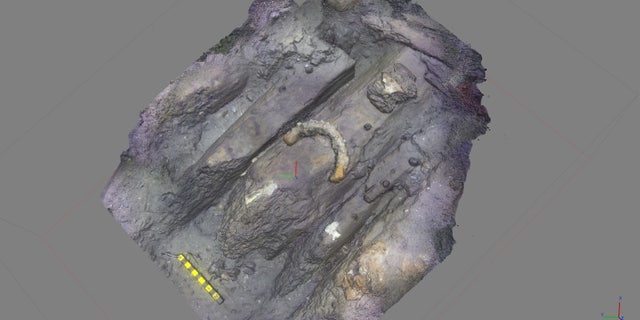 A 3D scan of exposed timbers at the shipwreck site. (Photos by James Hunter et al. © RIMAP 2019)