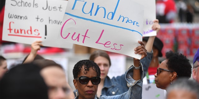 School districts scrambling to fill teacher vacancies before students return from summer break 2 WASHINGTON, DC APRIL 25: Teachers, students, and members of the Teachers Union gather and rally against budget cuts and under funding of District of Columbia Public Schools at Freedom Plaza in Washington, DC on April 25, 2019 (Photo by Marvin Joseph/The Washington Post via Getty Images)