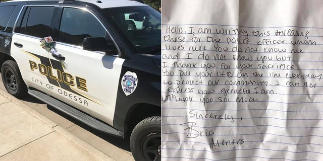 “I do not know you and you do not know me, but I thank you for your sacrifice,” the letter read. “You put your life on the line every day to protect our community."