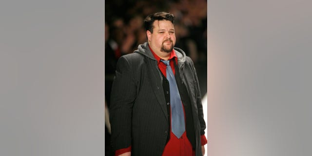 Designer Chris March walks the runway wearing Chris March for "Project Runway" Season 4 collections during Mercedes-Benz Fashion Week Fall 2008 at The Tent, Bryant Park on February 8, 2007. (Photo by Thomas Concordia/WireImage)