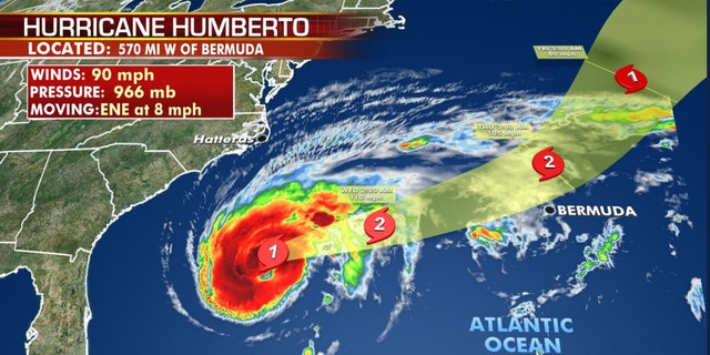 The forecast trail of Hurricane Humberto.
