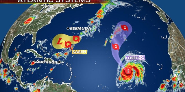 Current tropical activity in the Atlantic basin.